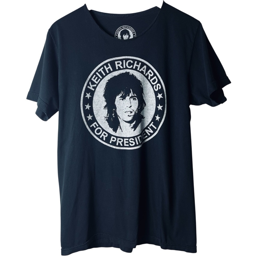 Keith Richards for President T-Shirt - Vintage Rock Humor Tee Black Womens Med.